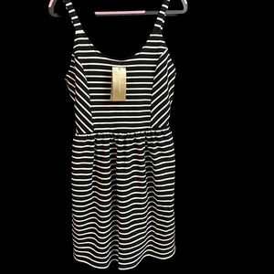 Francesca’s Blue Rain Black and White Striped Dress NWT